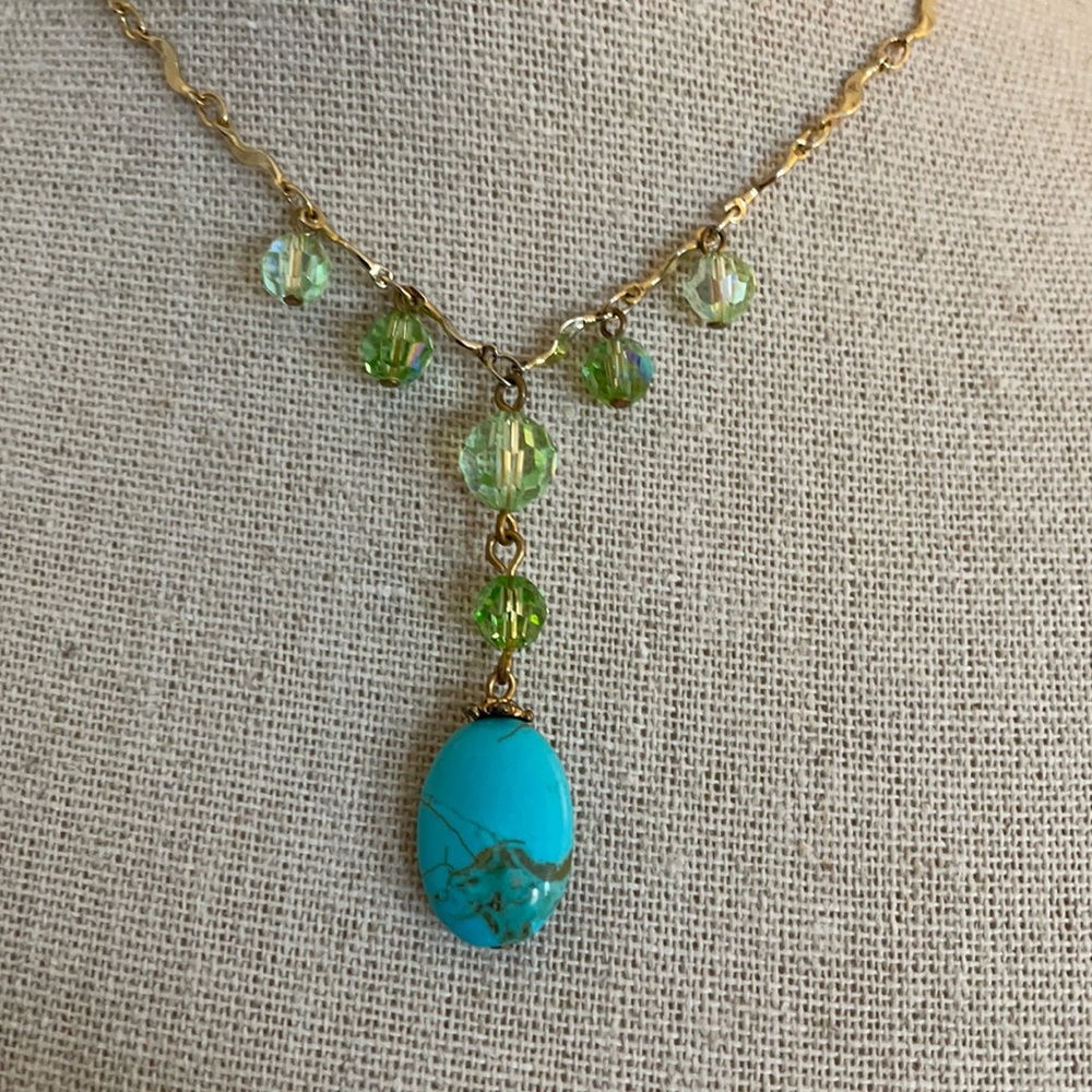 Peridot turquoise drop necklace